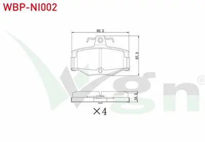 WGN WBP-NI002 Fren Balata Arka Nıssan Prımera (P10) 2.0i 1990-1998 - Prımera (P11) 1.8i 16v 1996-2001 - Prımera (P WBP-NI002
