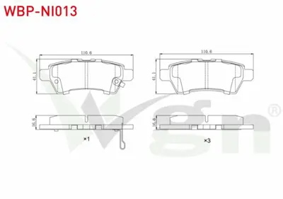 WGN WBP-NI013 Fren Balata Arka Ikazlı Nıssan Pathfınder (R51) 2.5 Dcı 4wd 2005- - Nıssan Navara (D40) 2.5 Dcı 2005 WBP-NI013