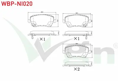 WGN WBP-NI020 Fren Balata On Ikazlı Suzukı Swıft Iıı (Mzez) 1.3i 2005-2010- Swıft Iıı 1.3 Ddıs 2005-2010- Swıft I WBP-NI020