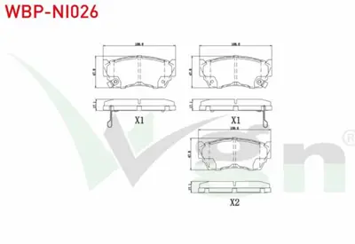 WGN WBP-NI026 Fren Balata On Nıssan Sunny Iıı (N14) 1.4i 1990-1996 - Sunny Iıı (N14) 1.6i 1990-1996 WBP-NI026