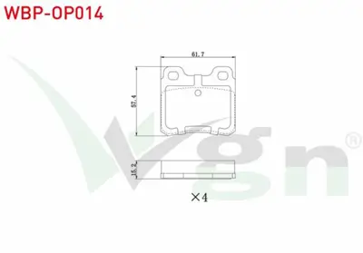 WGN WBP-OP014 Fren Balata Arka Opel Vectra A 2.0 T 1988-1995- Vectra A 2.0 1988-1995- Astra F 1.8 1991-1998- Astra WBP-OP014