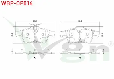 WGN WBP-OP016 Fren Balata Arka Vectra C 1.6 16v-1.9 Cdtı-2.0 Dtı 2002-2008-Cıtroen C5 Iıı 1.6 Hdı-1.6 Thp 2008-201 WBP-OP016