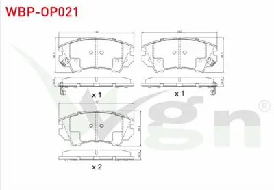 WGN WBP-OP021 Fren Balata On Ikazlı Opel Insıgnıa 2.0 Cdtı 17 Jant 2008-- Astra J 1.6 Cdtı 2009-2016- Astra J 1.4  WBP-OP021