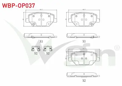 WGN WBP-OP037 Fren Balata On Ikazlı Opel Insıgnıa B 1.6 Cdtı - 1.5t 17 Jant 2017- WBP-OP037