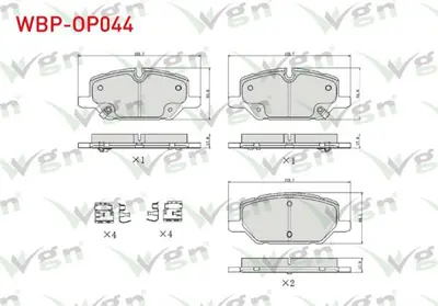 WGN WBP-OP044 Fren Balata On Ikazlı Opel Insıgnıa B 1.5t - 1.6 Cdtı - 2.0 Cdtı - 2.0t 17 Jant 2017- WBP-OP044