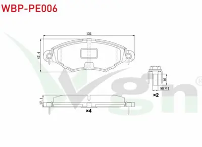 WGN WBP-PE006 Fren Balata On Peugeot 206 (2a-C) 1.4 Hdı 1998-2006 - 206 (2a-C) 1.6 Hdı 1998-2006 - 306 (7bn3n5)  WBP-PE006