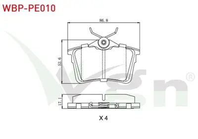 WGN WBP-PE010 Fren Balata Arka Peugeot Partner 1.6 Hdı 2008-- 308 (4a4c) 1.4 Hdı 2007-2013- 1.6 Hdı 2007-2013- 1. WBP-PE010