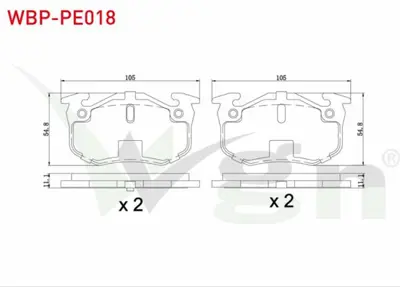 WGN WBP-PE018 Fren Balata Arka Peugeot 206 (2a-C) 1.6i 16v 1998-2006- 1.6 Hdı 1998-2006- 2.0 Hdı 1998-2006- 2.0 Gt WBP-PE018