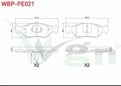 WGN WBP-PE021 Fren Balata On Peugeot 106 Iı 1.4i 1996-2002 - 106 Iı 1.6i 1996-2002 - Xsara (N1) 1.6 1997-2005 - Sa WBP-PE021