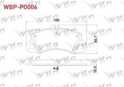 WGN WBP-PO006 Fren Balata On Porsche Macan (95b) 2014- - Cayenne (9ya) 2.9 3.0 4.0 2017- - Cayenne Coupe (9yb) 4.0 WBP-PO006