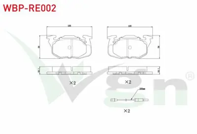 WGN WBP-RE002 Fren Balata On Fıslı Renault R9 (L42) 1.4 1985-2000- R11 (B-C37) 1.4 1983-1995-  R11 (B-C37) 1.7 198 WBP-RE002