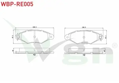 WGN WBP-RE005 Fren Balata On Renault Kangoo (Kc0-1) 1.5 Dcı 1998-2008 - Kangoo (Kc0-1) 1.9 D 1998-2008 - Cıtroen X WBP-RE005