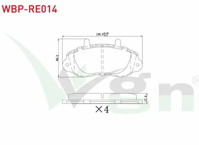 WGN WBP-RE014 Fren Balata On Renault Master Iı (Fd) 2.5 D 1998-2010 - Master Iı 2.8 Dtı 1998-2010 - Opel Movano A  WBP-RE014