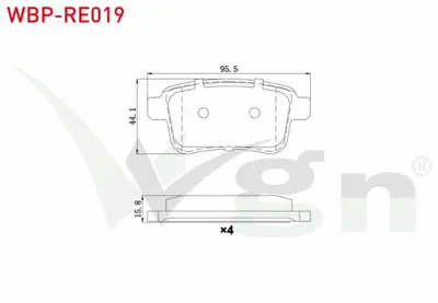 WGN WBP-RE019 Fren Balata Arka Renault Kangoo (Kw0-1) 1.5 Dcı 2008- WBP-RE019