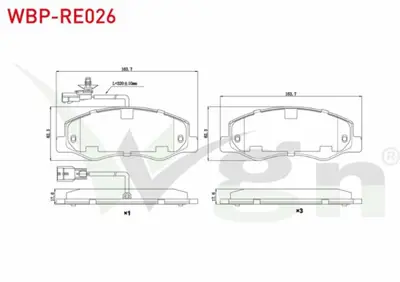 WGN WBP-RE026 Fren Balata Arka Fıslı Renault Master Iıı (Fv) 2.3 Dcı Cıft Teker 2010- - Opel Movano B 2.3 Dcı 2010 WBP-RE026