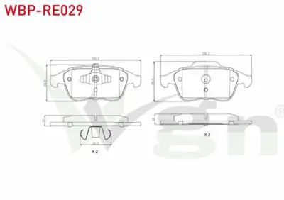 WGN WBP-RE029 Fren Balata On Renault Laguna Iıı (Bt0-1) 2.0 Dcı 2007-- 2.0i 16v 2007- - Megane Iıı 2.0 Dcı 2008-20 WBP-RE029