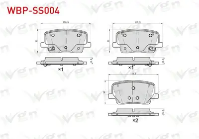 WGN WBP-SS004 Fren Balata Arka Ikazlı Ssangyong Rexton 2.0 E-Xdı W -2.7 Xdı 2017- WBP-SS004