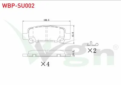 WGN WBP-SU002 Fren Balata Arka Subaru Forester (Sg) 2.0i 14.50mm 2002-2007 WBP-SU002