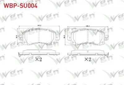 WGN WBP-SU004 Fren Balata On Subaru Xv 1.6i 2017- - Forester 2.0 2018- WBP-SU004