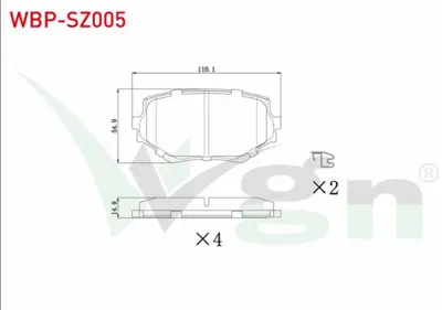 WGN WBP-SZ005 Fren Balata On Suzukı Vıtara (Etta) 1.6i 16v 1988-1999- Vıtara (Etta) 2.0 Td 1988-1999 - Vıtara (E WBP-SZ005