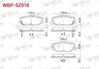 WGN WBP-SZ018 Fren Balata On Ikazlı Suzuku Jımny Suv (A6g) 1.5 Allgrıp 2018- WBP-SZ018