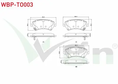 WGN WBP-TO003 Fren Balata On Ikazlı Toyota Corolla 1.4 Vvt-I 2002-2007- 1.6 Vvt-I 2002-2007- 1.4 D-4d 2002-2007- C WBP-TO003