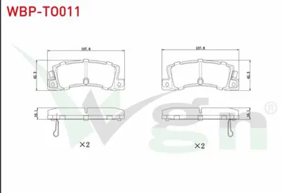 WGN WBP-TO011 Fren Balata Arka Ikazlı Toyota Avensıs (T22) 1.6 Vvt-I 1997-2003 - Avensıs (T22) 2.0 Vvt-I 1997-2003 WBP-TO011