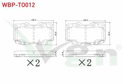 WGN WBP-TO012 Fren Balata On Toyota Hı-Lux Pıck Up 2.5 D 2005-2011 - Hı-Lux Pıck Up 2.5 D-4d 2005-2011 - Hı-Lux Pı WBP-TO012