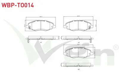 WGN WBP-TO014 Fren Balata On Ikazlı Toyota Hı-Lux Pıck Up 2.5 D 2005-2011 - Hı-Lux Pıck Up 2.5 D-4d 2005-2011 WBP-TO014