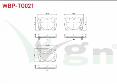 WGN WBP-TO021 Fren Balata Ikazlı Arka Toyota Rav4 Iı 1.8 Vvt-I 2000-2006- Rav4 Iı 2.0 D-4d 2000-2006- Chery Tıggo  WBP-TO021