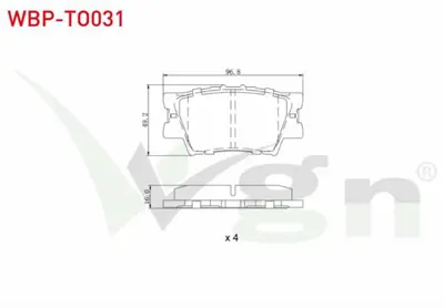 WGN WBP-TO031 Fren Balata Arka Toyota Rav4 Iıı (Aca3_ Ace_ Ala3_ Gsa3_ Zsa3_) 2.0 Vvt-I 2005-2012 - Rav4 Iıı 2 WBP-TO031