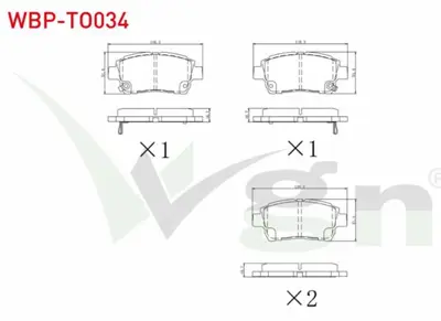 WGN WBP-TO034 Fren Balata On Ikazlı Toyota Yarıs (_Cp10) 1.3i 1999-2005- Yarıs (_Cp10) 1.0i 1999-2005- Celıca (Zzt WBP-TO034