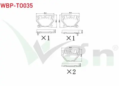 WGN WBP-TO035 Fren Balata Arka Ikazlı Toyota Yarıs (_Cp10) 1.0i 1999-2005 - Yarıs (_Cp10) 1.3i 1999-2005 - Yarıs ( WBP-TO035