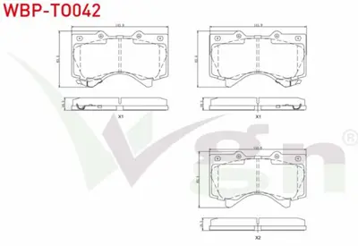 WGN WBP-TO042 Fren Balata On Ikazlı Toyota Land Cruıser 4.7 V8 2008- - Land Cruıser 4.5 D V8 2008-  - Land Cruıser WBP-TO042