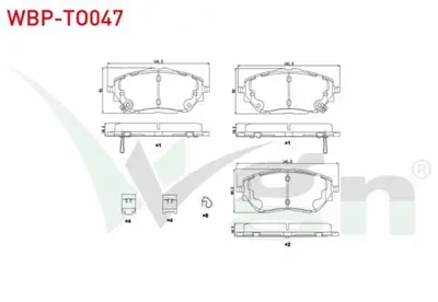 WGN WBP-TO047 Fren Balata Ikazlı On Toyota C-Hr (_X1_) 1.8 Hybrid 2016- WBP-TO047