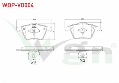 WGN WBP-VO004 Fren Balata On Volvo S40 Iı (Ms) 1.6i 2004-2012 - S40 Iı (Ms) 2.0i 2004-2012 WBP-VO004