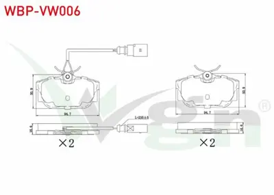 WGN WBP-VW006 Fren Balata Arka Fıslı Volkswagen Transporter Iv (70xb70xc7db7dw) 2.4 D 1990-2003 - Transporter I WBP-VW006