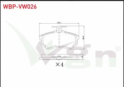 WGN WBP-VW026 Fren Balata On Volkswagen Polo Classıc (6kv2) 1.6 1995-2001 - Golf Iı (19e1g1) 1.8 Gtı 1983-1992 -  WBP-VW026