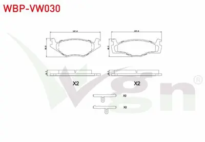 WGN WBP-VW030 Fren Balata On Volkswagen Golf Iı (19e1g1) 1.3 1983-1992 - Golf Iı (19e1g1) 1.6 1983-1992 - WBP-VW030