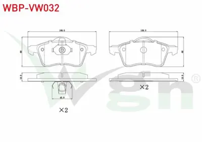 WGN WBP-VW032 Fren Balata On Volkswagen Transporter Iv 2.5 Tdı 1990-2003 - Transporter Iv 2.5 D 1990-2003 WBP-VW032