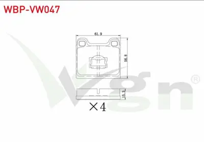 WGN WBP-VW047 Fren Balata On Volkswagen Golf I (17) 1.1 1974-1985 - Golf I (17) 1.3 1974-1985 - Golf I (17) 1.6 19 WBP-VW047