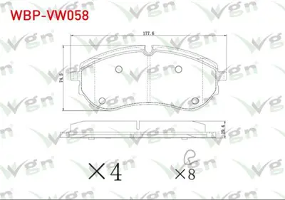 WGN WBP-VW058 Fren Balatası On Cıft Teker Volkswagen Crafter (Syısyj) (Sy_Sx_) 2.0 Tdı 2016- - Man Tge (Uz_) 2.0 WBP-VW058