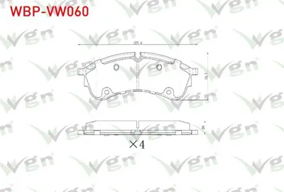 WGN WBP-VW060 Fren Balata On Volkswagen Crafter (Sy_Sz) 2.0 Tdı 2018- Uzun Sase - Cıft Teker WBP-VW060