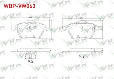 WGN WBP-VW063 Fren Balata On Volkswagen Sharan (7m87m97m6) 1.8 T 1995-2010 - Sharan (7m87m97m6) 1.9 Tdı 1995-2 WBP-VW063