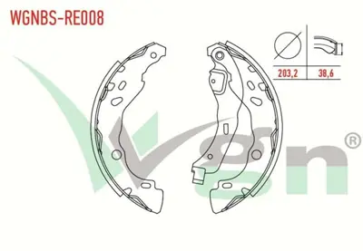 WALBURG WGNBS-RE008+1 Fren Pabuc Balata Arka +1mm Kalın Logan 1.5dcı Yapıstırma Levyelı 2032x386mm 04-12 