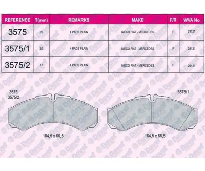 FERBE 23800 Fren Balatası On-Arka Fıssız Wva 29121 (20.00mm) Iveco Daıly 30 2.4d 2.5d 97-> Daıly 40c13 06-- 1030601 1057004400 1064230 1075558 1075565 1079919 1101462 1101464 1107697 1107698