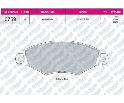 FERBE 28800 Fren Balatası On Wva 23205 Peugeot P206 1.4 1.4hdı 1.6 98-- 1030601 1064230 1075558 1075565 1079919 1101462 1101464 1107697 1107698 1109014