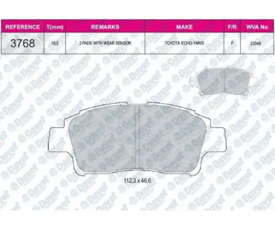 FERBE 34200 Fren Balatası On Wva 23348 Toyota Yarıs 04-- 1037509300 1205697 1207518 1223682 12765397 12800120 12802167 12803551 1321517 13322091