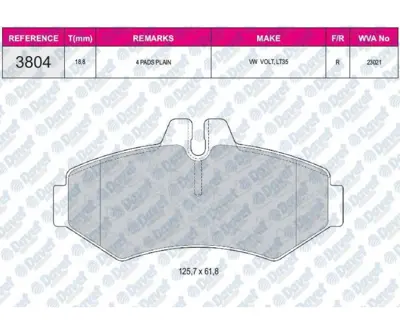 FERBE 35000 Fren Balatası Arka Wva 23021 (Volkswagen) Vw Lt35 Wolt 2.8tdı (Mercedes) G Serısı (W461)(02-90-) G S 2302101 24200220 2D0615601A 2D0615601D 2D0698451B 2D0698451C 2D0698451G 34202420 34204720 34206520