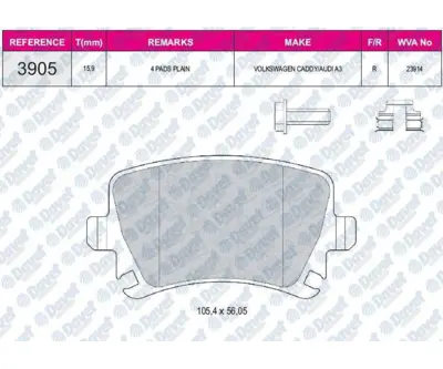 FERBE 44100 Fren Balatası Arka Wva 23914 Golf Iv Golf V Caddy Passat (Audı) A3 A4 A6 03-- 1001095 1001096 10030811 101441179 1027640 1027650 1027703 1029782 1031843 1109015